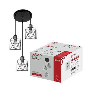 Светильник подвесной под лампу LOFT ATIKO-PN-3E27R-BL 3хЕ27 подвес 1м круглая база черный IN HOME в Чите