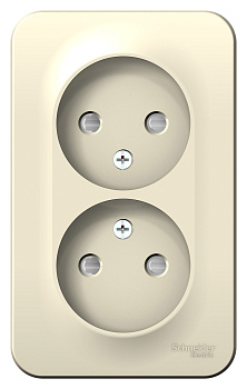 Розетка двойная BLANCA SE накладная со шторками молочная в Чите