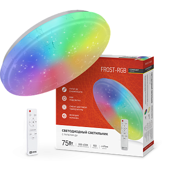 Светильник светодиодный COMFORT FROST-RGB 75Вт 230В 3000-6500K 4400Лм 495x85мм с пультом дистанционного управления IN HOME в Чите