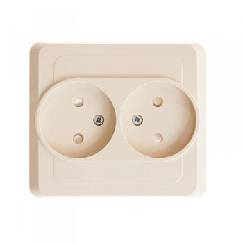 Розетка двойная ЭТЮД SE со шторками крем в Чите