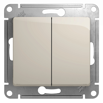 Переключатель двухклавишный Glossa SE молочный в Чите