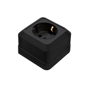 Розетка одинарная с заземлением BOLLETO черная накладная 7028B IN HOME в Чите