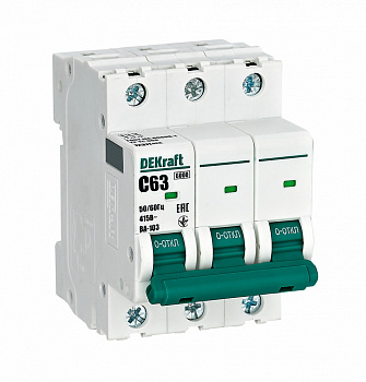 Автоматический выключатель DEKraft ВА-103 3Р 63А 6кА х-ка C в Чите