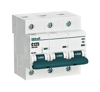 Автоматический выключатель DEKraft ВА-201 3Р 125А 10кА х-ка С в Чите