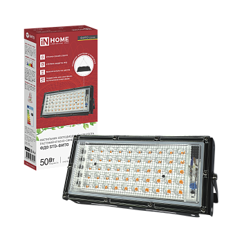 Прожектор светодиодный ФДО STD-ФИТО красно-синий спектр 50Вт IP65 черный IN HOME в Чите