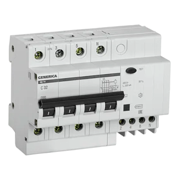 Диф.автомат АД14 4Р 32А 300мА GENERICA IEK в Чите