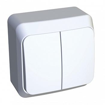 Выключатель двухклавишный ЭТЮД SE накладной с подсветкой белый в Чите