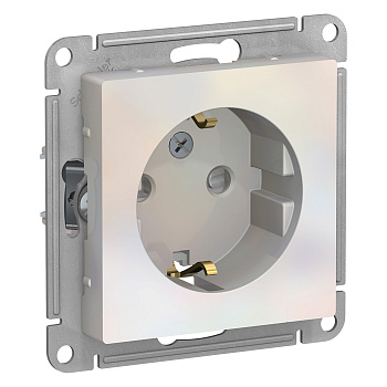 Розетка одинарная AtlasDesign SE с заземлением со шторками жемчуг в Чите