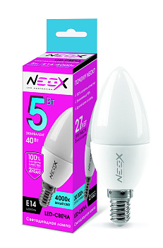 Лампа светодиодная LED-СВЕЧА 5Вт 230В Е14 4000К 400Лм NEOX в Чите
