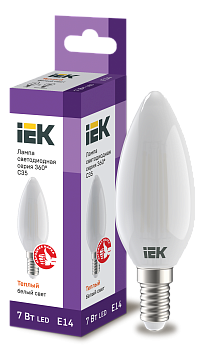 Лампа LED C35 свеча матовая 7Вт 230В 3000К E14 серия 360° IEK в Чите