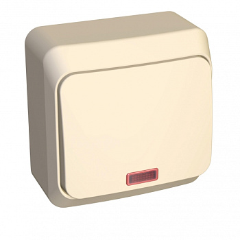 Выключатель одноклавишный ЭТЮД SE накладной с подсветкой крем в Чите