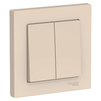 Выключатель двухклавишный AtlasDesign SE бежевый в сборе в Чите