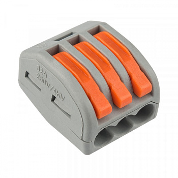 Универсальная клемма 3-проводная, серая (0,08-2,5/4 мм²) (50 шт./уп.) REXANT в Чите