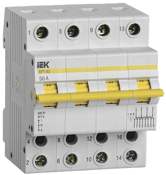 Выключатель-разъединитель трехпозиционный ВРТ-63 4P 50А IEK в Чите