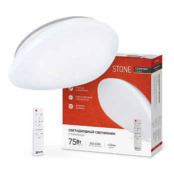 Светильник светодиодный COMFORT STONE 75Вт 230В 3000-6500K 6000Лм 530x105мм с пультом ДУ IN HOME в Чите