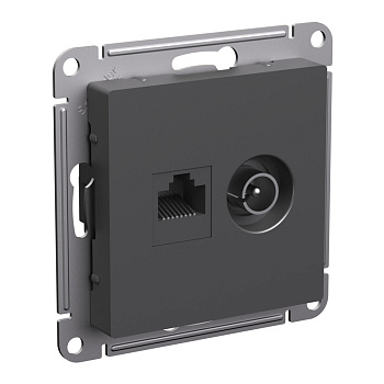 Розетка двойная ТВ+компьютерная AtlasDesign SE базальт в Чите