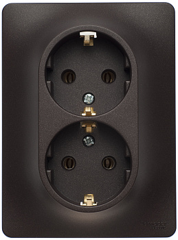 Розетка двойная Glossa SE с заземлением шоколад в сборе в Чите