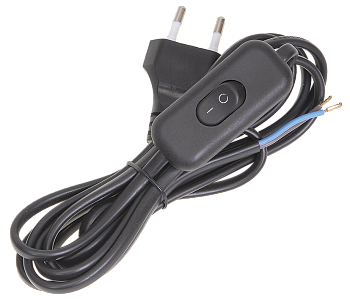 Шнур УШ-1КВ опрессованный с вилкой со встроенным выключателем 2х0,75/2метра черный IEK в Чите