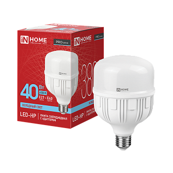 Лампа светодиодная LED-HP-PRO 40Вт 230В Е27 с адаптером E40 6500К 3800Лм IN HOME в Чите