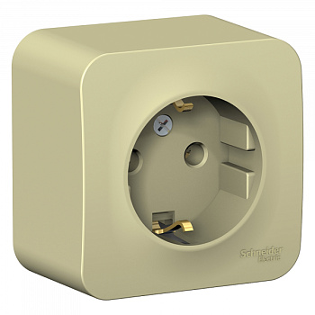 Розетка одинарная BLANCA SE накладная с заземлением с изоляционной пластиной бежевая в Чите