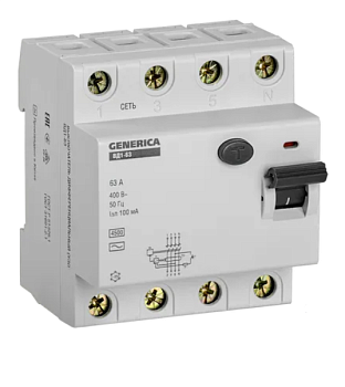 УЗО ВД1-63 4Р 63А 100мА GENERICA IEK в Чите