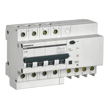 Диф.автомат АД14 4Р 50А 300мА GENERICA IEK в Чите