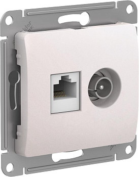 Розетка двойная ТВ+компьютерная RJ45, категории 5Е Glossa SE перламутр в Чите