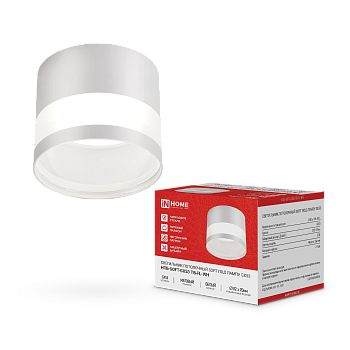 Светильник потолочный НПБ-SOFT-GX53 ТB-FL-WH под GX53 матовый плафон, 82х70мм белый IN HOME в Чите