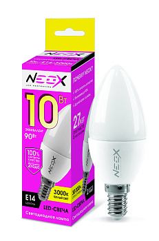 Лампа светодиодная LED-СВЕЧА 10Вт 230В Е14 3000К 800Лм NEOX в Чите