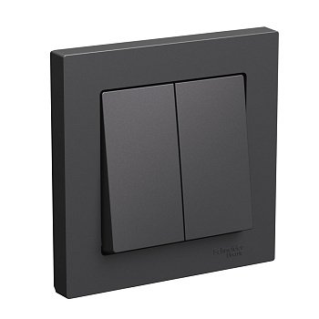 Выключатель двухклавишный AtlasDesign SE базальт в сборе в Чите
