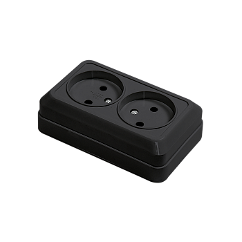 Розетка двойная BOLLETO черная накладная 7102B IN HOME в Чите