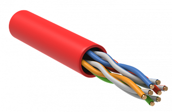 ITK Кабель связи витая пара U/UTP кат.5E 4х2х24AWG LSZH красный 305м в Чите