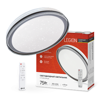 Светильник светодиодный COMFORT LEGION 75Вт 230В 3000-6500K 6000Лм 490x85мм с пультом ДУ IN HOME в Чите