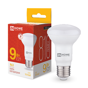 Лампа светодиодная LED-R63-VC 9Вт 230В Е27 3000К 810Лм IN HOME в Чите