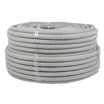 Труба гофрированная ПВХ с протяжкой d=20 мм (100 м) серая Plast EKF в Чите