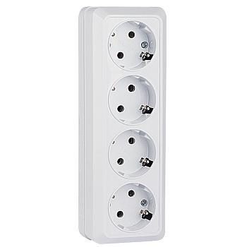 Рим Розетка 4-местная 16А с заземлением белая EKF в Чите
