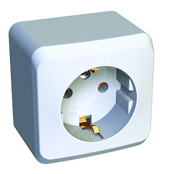 Розетка одинарная ЭТЮД SE накладная с заземлением белая в Чите