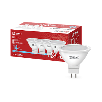 Лампа светодиодная LED-JCDR-VC 4PACK 14Вт 230В GU5.3 6500K 1260Лм (4шт./упак) IN HOME в Чите