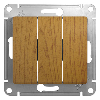 Выключатель трехклавишный GLOSSA Schneider Electric дуб в Чите