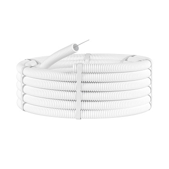 Труба гофрированная ПЛЛ d=20 мм (100 м) безгалогеновая с зондом белая DKC в Чите