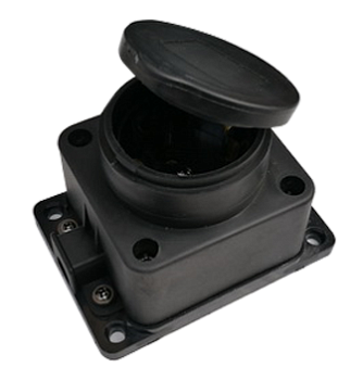 Розетка одинарная с заземлением каучук с заглушкой 16А IP44 черная 9321 IN HOME в Чите