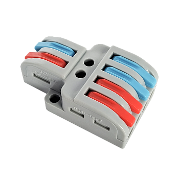 Клемма проходная разветвительная КПР 222-4124 с рычагами 2/4 полюса 0.08-2.5/4мм2 (5шт./уп.) IN HOME в Чите