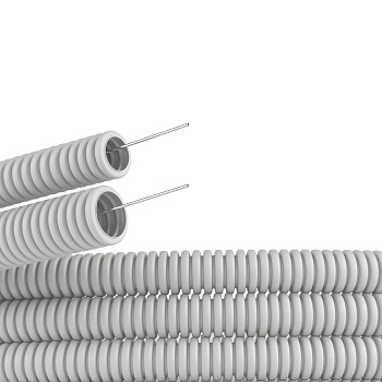 Труба гофрированная ПВХ d=16 мм (25 м легкая с зондом серая DKC в Чите
