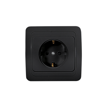 Розетка одинарная с заземлением CLASSICO черная 2028B IN HOME в Чите