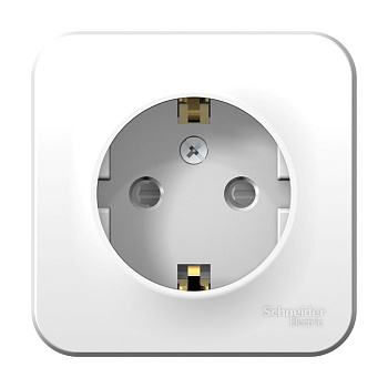 Розетка одинарная BLANCA SE накладная с заземлением со шторками с монтажной пластиной белая в Чите