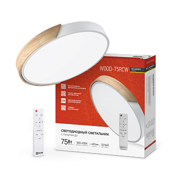 Светильник светодиодный SCANDY WOOD-75RCW 75Вт 230В 3000-6500K 6000Лм 400x50мм с пультом ДУ белый IN HOME в Чите