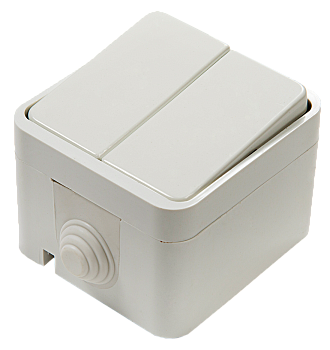 Выключатель двухклавишный AQUA белый полугерметичный 3200 IN HOME в Чите