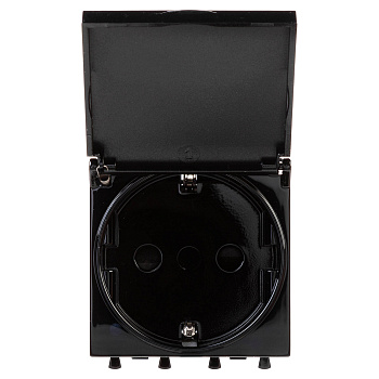 Розетка с крышкой модульная, 2P+E, с защитной шторкой, Avanti "Черный квадрат", 2мод. DKC в Чите