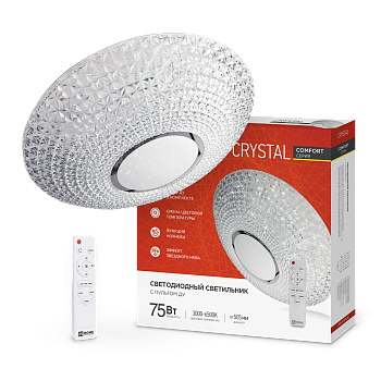 Светильник светодиодный COMFORT CRYSTAL 75Вт 230В 3000-6500K 6000Лм 500x115мм с пультом ДУ IN HOME в Чите