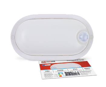 Светильник светодиодный герметичный СПП ИД-1065-ОВАЛ 10Вт 6500К 900Лм с инфракрасным датчиком IP65 160х88мм IN HOME в Чите